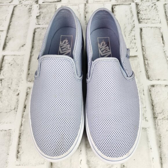 Vans Asher Deluxe Perforated Platform Women's Sz 8 Sky Blue Leather Slip-On Shoe - Picture 9 of 10
